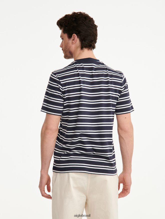 Aigle roupas camiseta listrada com gola redonda império st homens RX2B88132