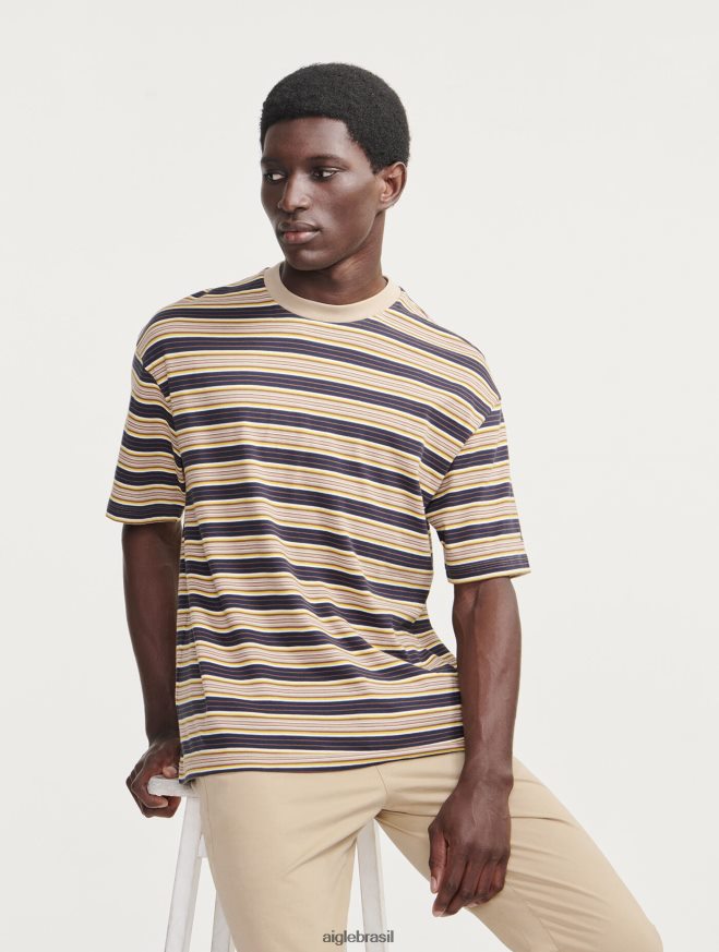 Aigle roupas camiseta listrada com gola redonda império st homens RX2B884