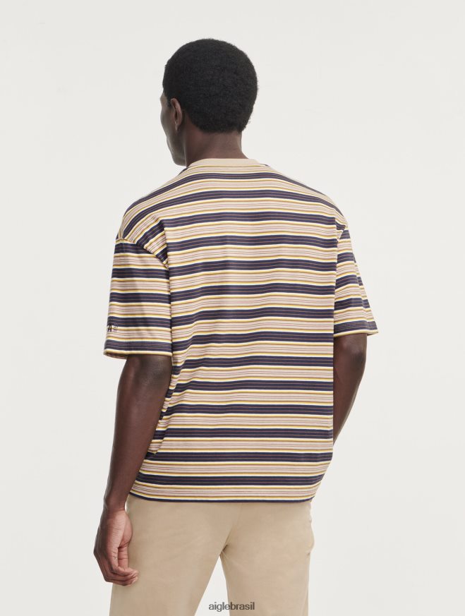 Aigle roupas camiseta listrada com gola redonda império st homens RX2B884