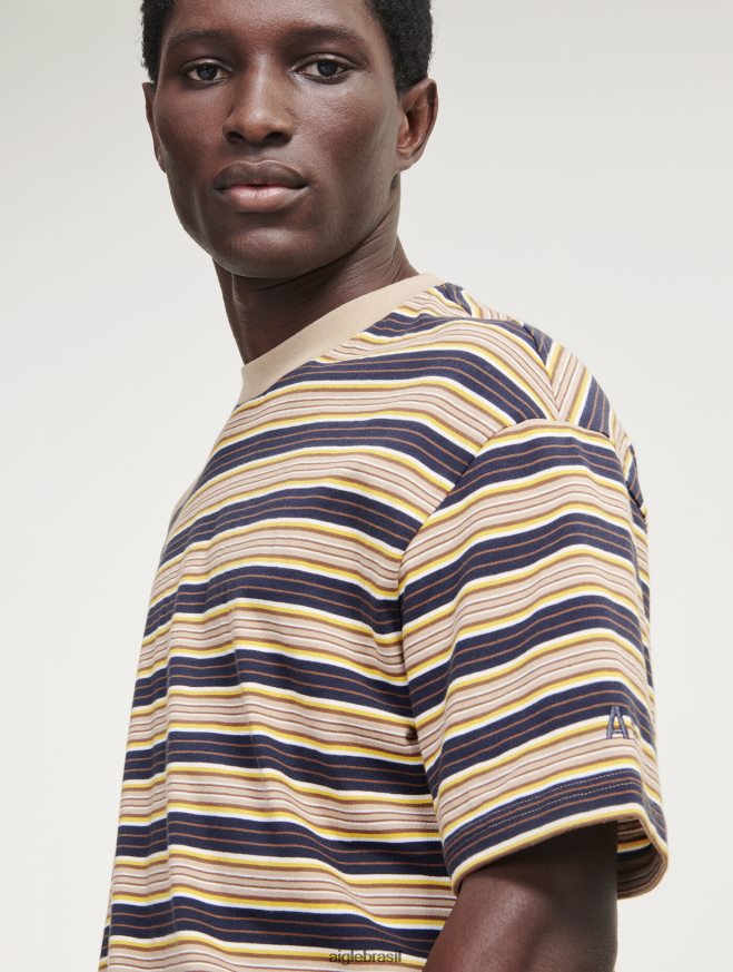Aigle roupas camiseta listrada com gola redonda império st homens RX2B884