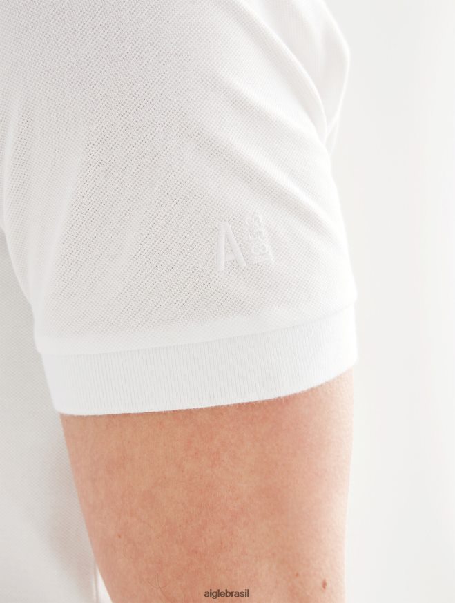 Aigle roupas polo manga curta com gola dupla branco homens RX2B88154