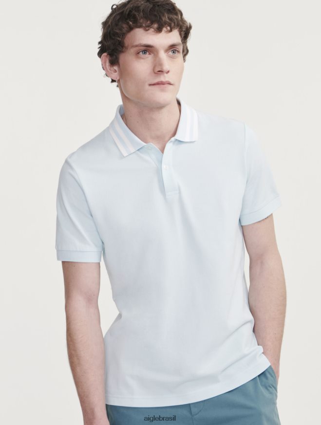 Aigle roupas polo manga curta com gola dupla glacon homens RX2B88124