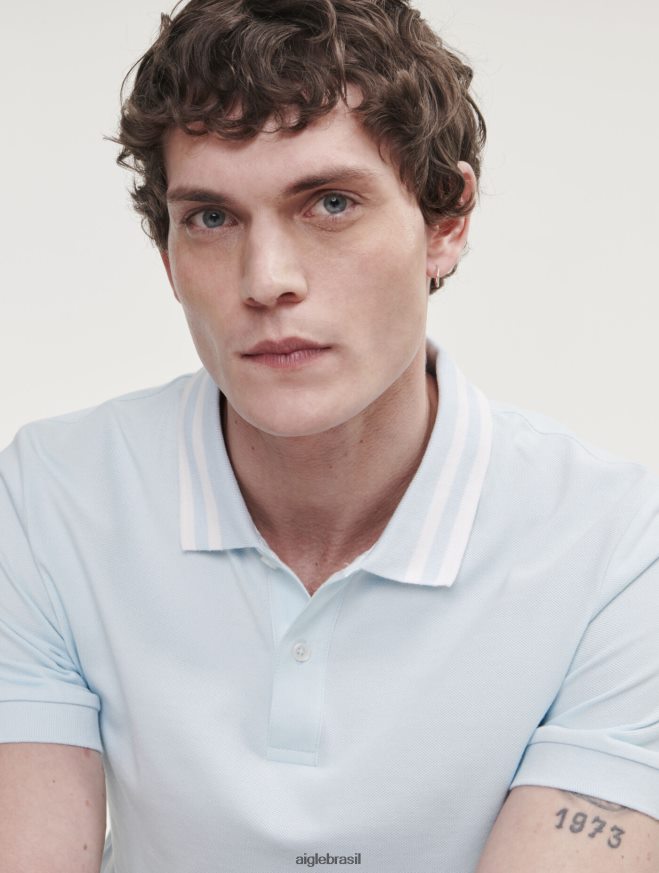 Aigle roupas polo manga curta com gola dupla glacon homens RX2B88124