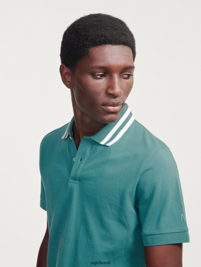 Aigle roupas polo manga curta com gola dupla hidro homens RX2B8842