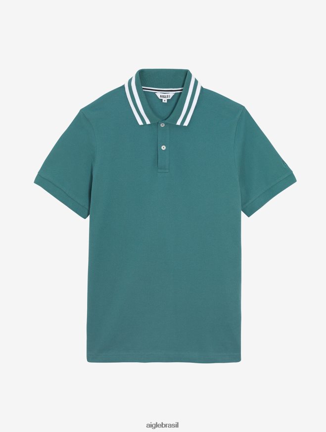 Aigle roupas polo manga curta com gola dupla hidro homens RX2B8842