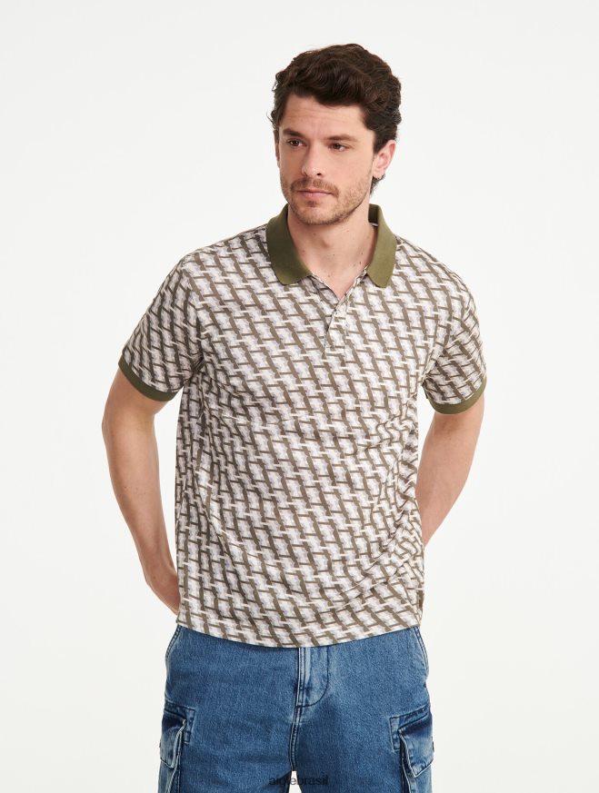 Aigle roupas polo manga curta com monograma taillis pr homens RX2B88119