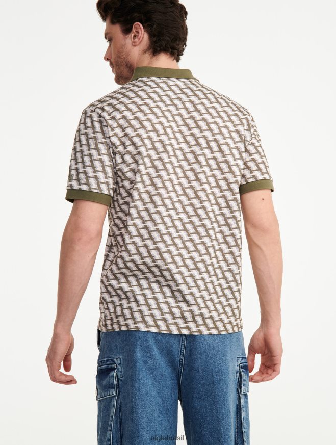 Aigle roupas polo manga curta com monograma taillis pr homens RX2B88119