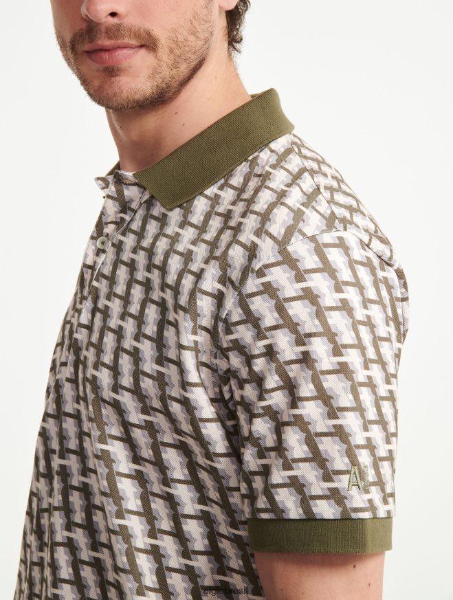 Aigle roupas polo manga curta com monograma taillis pr homens RX2B88119