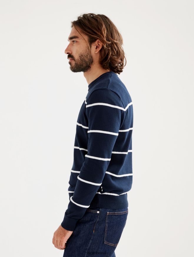 Aigle roupas feito na França suéter de marinheiro com gola redonda e calibre fino império st homens RX2B8883