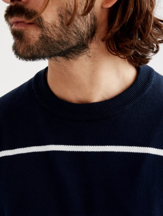 Aigle roupas feito na França suéter de marinheiro com gola redonda e calibre fino império st homens RX2B8883