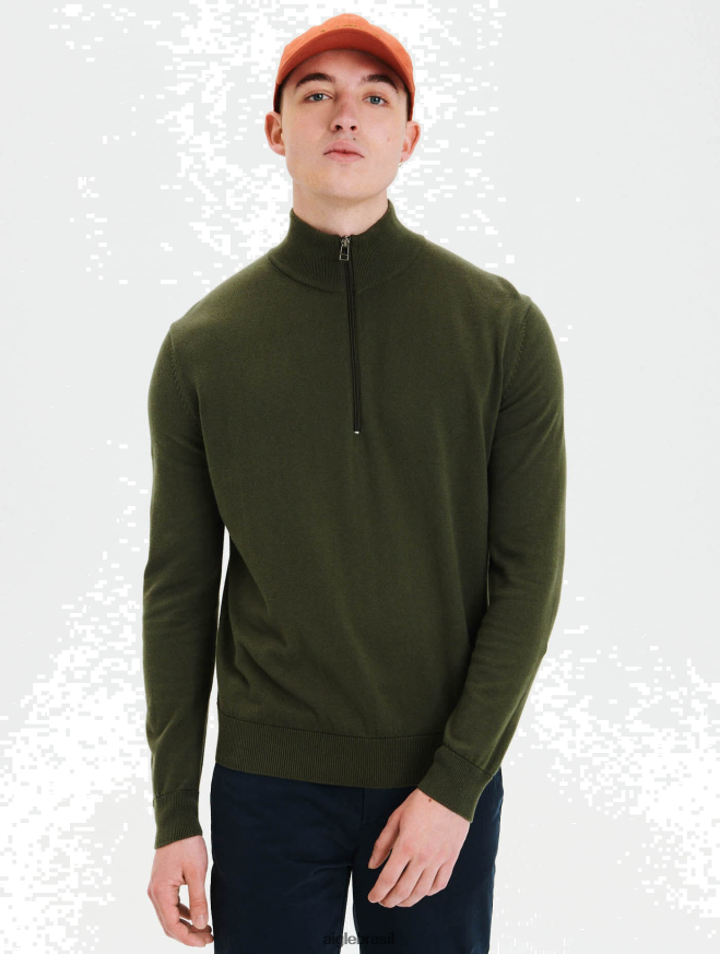 Aigle roupas suéter de gola aberta com zíper feito de algodão orgânico advogado homens RX2B8875