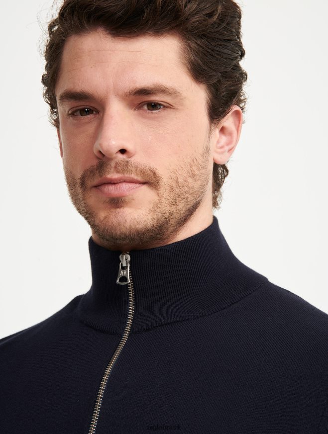Aigle roupas suéter de gola alta com meio zíper e calibre fino Império homens RX2B8830