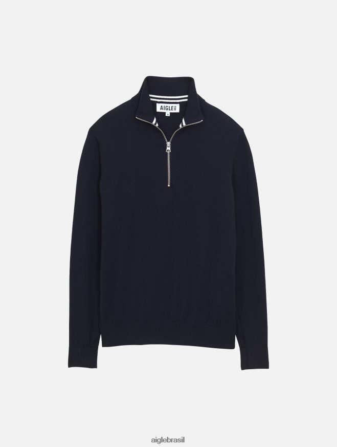 Aigle roupas suéter de gola alta com meio zíper e calibre fino Império homens RX2B8830