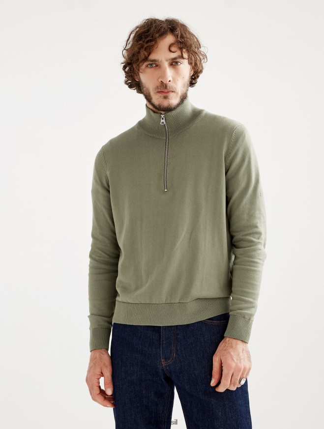 Aigle roupas suéter de gola alta com meio zíper e calibre fino taillis homens RX2B8839