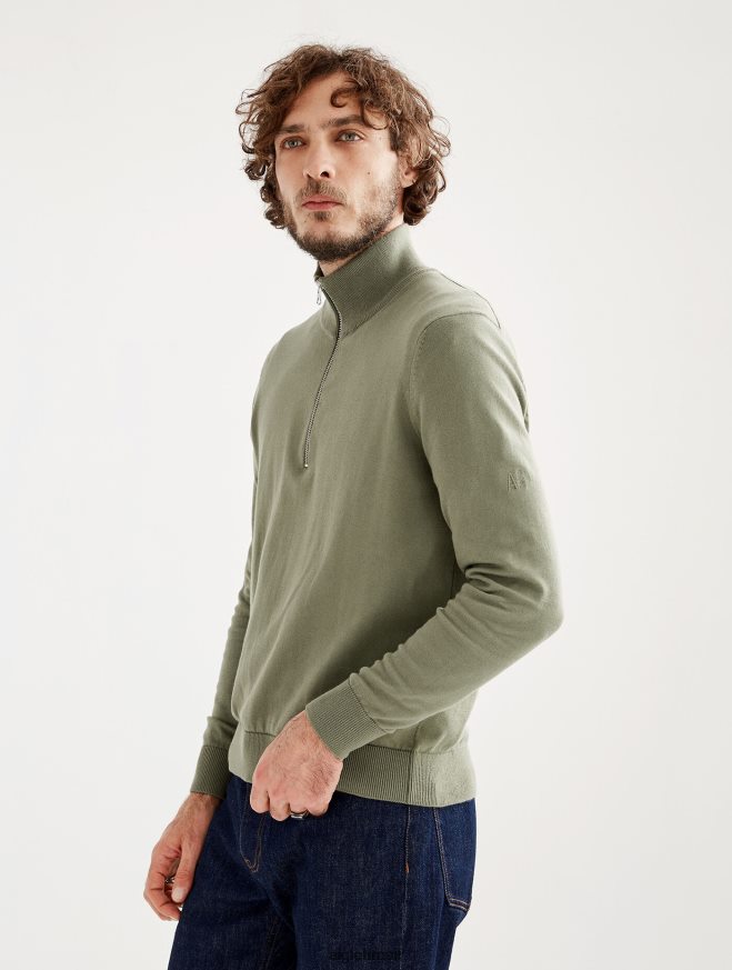 Aigle roupas suéter de gola alta com meio zíper e calibre fino taillis homens RX2B8839