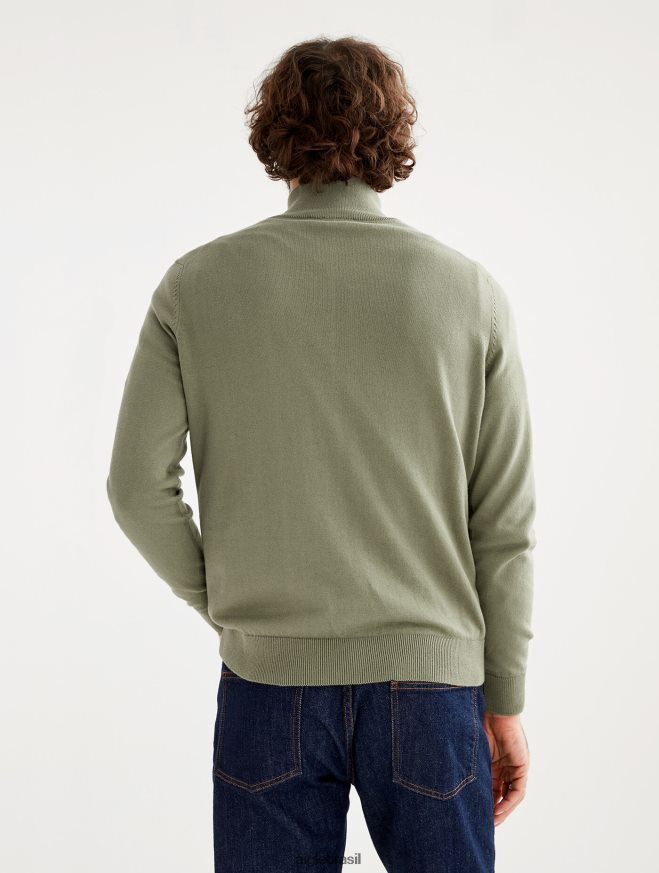 Aigle roupas suéter de gola alta com meio zíper e calibre fino taillis homens RX2B8839