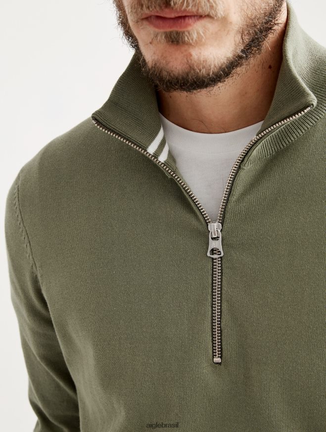 Aigle roupas suéter de gola alta com meio zíper e calibre fino taillis homens RX2B8839