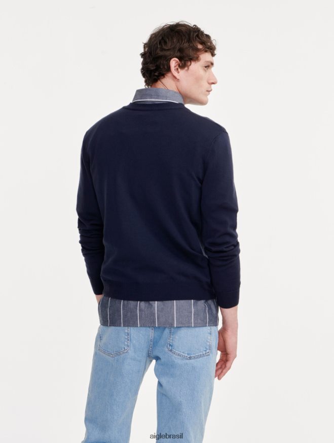 Aigle roupas suéter de gola redonda de calibre fino Império homens RX2B88151