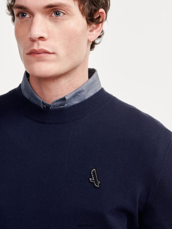 Aigle roupas suéter de gola redonda de calibre fino Império homens RX2B88151