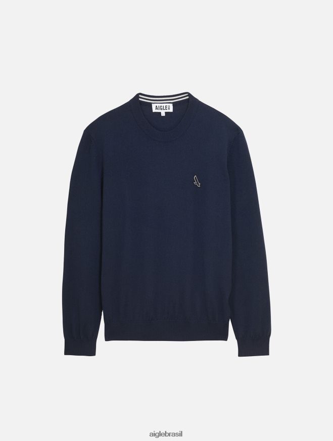 Aigle roupas suéter de gola redonda de calibre fino Império homens RX2B88151