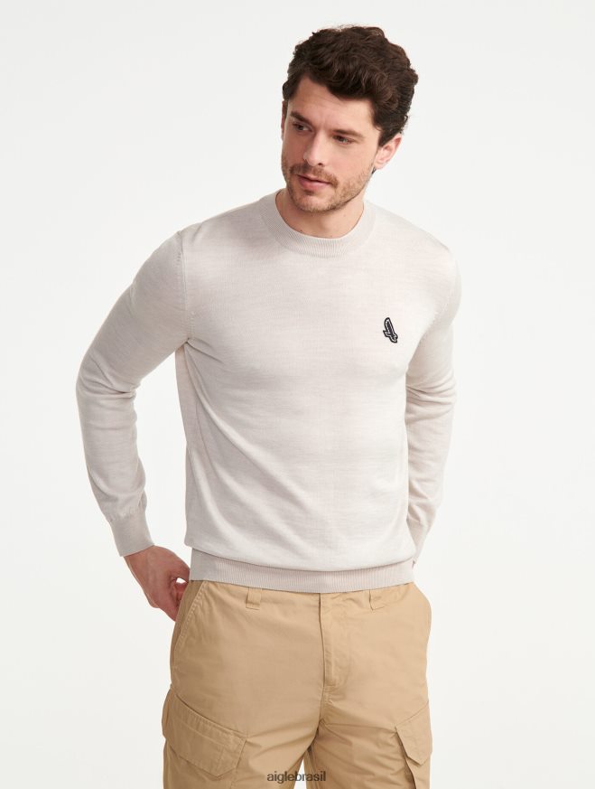 Aigle roupas suéter de gola redonda de calibre fino zibelina homens RX2B88134
