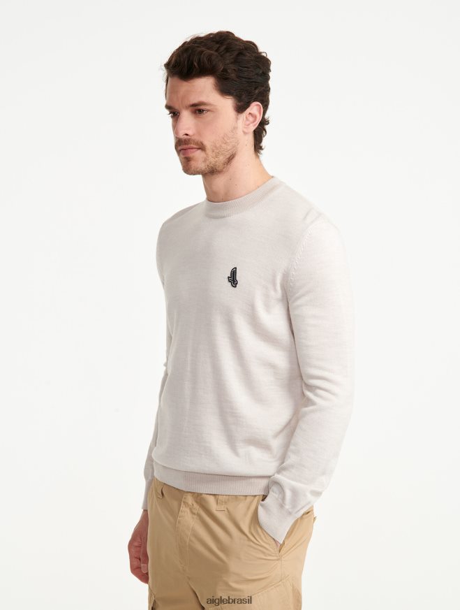 Aigle roupas suéter de gola redonda de calibre fino zibelina homens RX2B88134