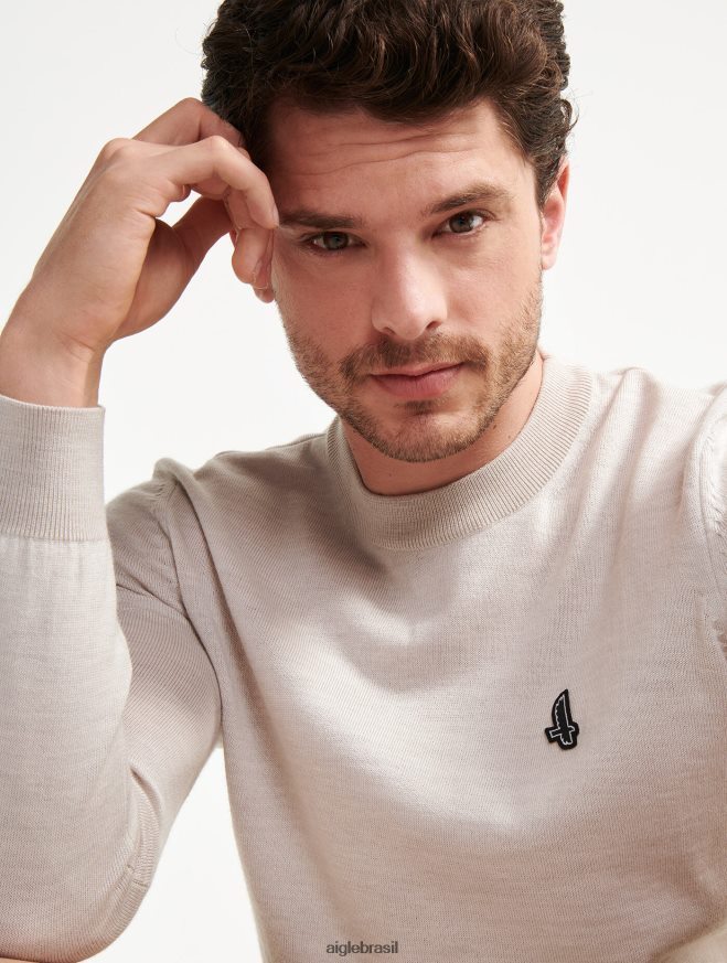 Aigle roupas suéter de gola redonda de calibre fino zibelina homens RX2B88134