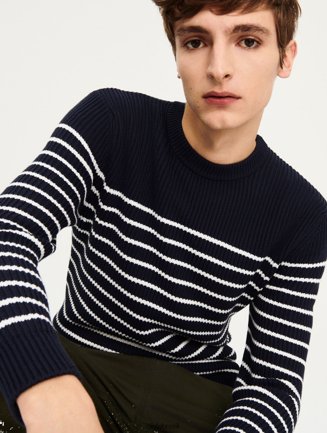Aigle roupas suéter listrado de inspiração marinha em algodão orgânico império st homens RX2B88148