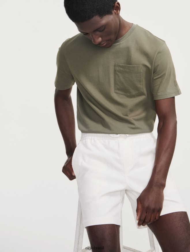 Aigle roupas shorts de veludo cotelê leite homens RX2B8811