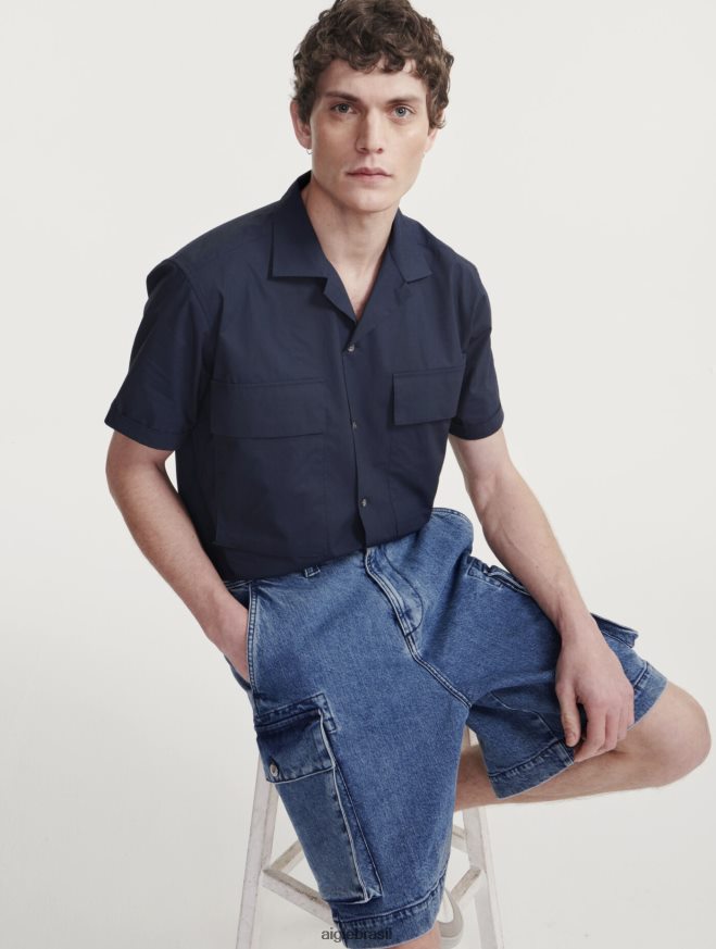 Aigle roupas shorts jeans alvejante claro para jeans homens RX2B88128