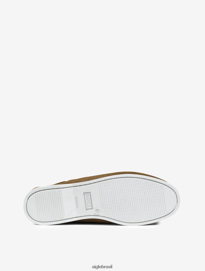 Aigle sapato mocassim clássico em couro nobuck marrom dourado homens RX2B88317