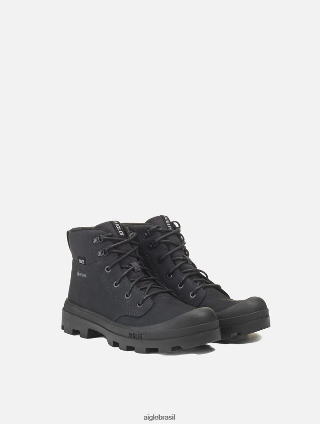 Aigle sapato o icônico sapato de caminhada em couro gore-tex preto homens RX2B88264