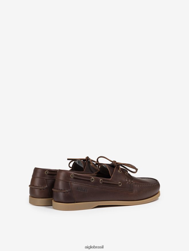 Aigle sapato sapato de barco de couro marrom homens RX2B88329