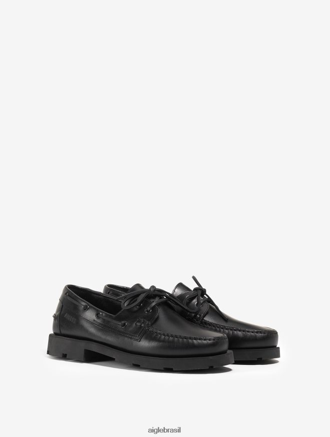 Aigle sapato sapatos de barco de couro em nossa icônica sola atemporal preto homens RX2B88322