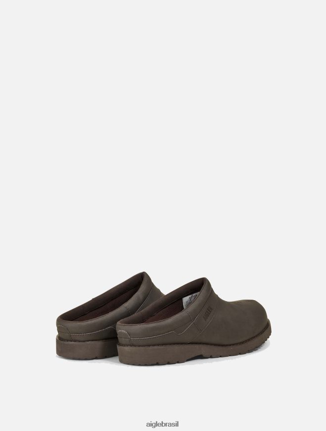 Aigle sapato tamanco de couro ultraleve marrom escuro homens RX2B88314