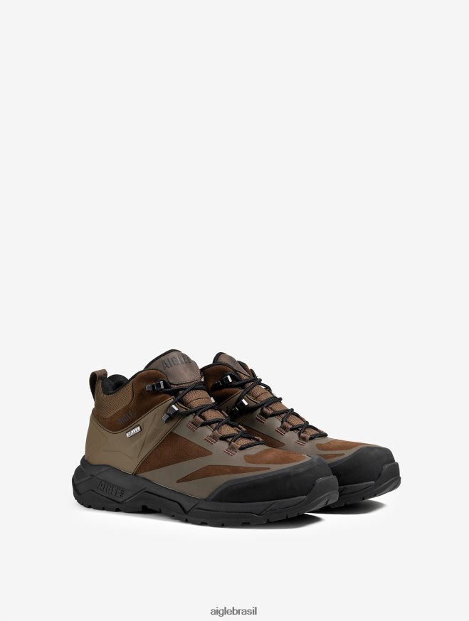 Aigle sapato o sapato de caminhada ultraleve com membrana impermeável marrom escuro homens RX2B88260