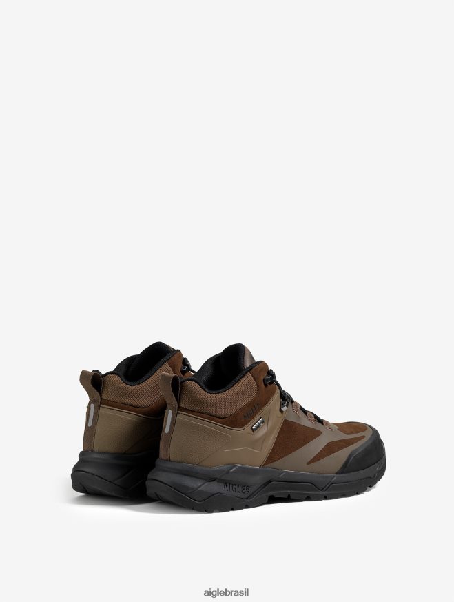 Aigle sapato o sapato de caminhada ultraleve com membrana impermeável marrom escuro homens RX2B88260