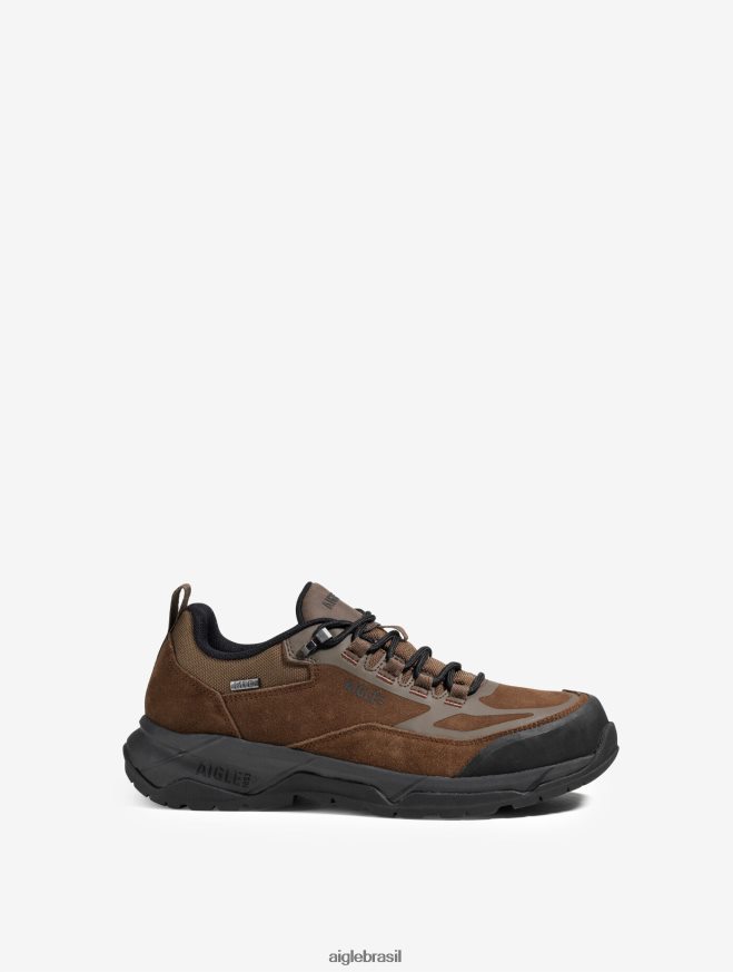 Aigle sapato o sapato de caminhada ultraleve com membrana impermeável marrom escuro homens RX2B88268