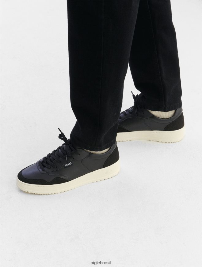 Aigle sapato o tênis de couro sustentável preto homens RX2B88290