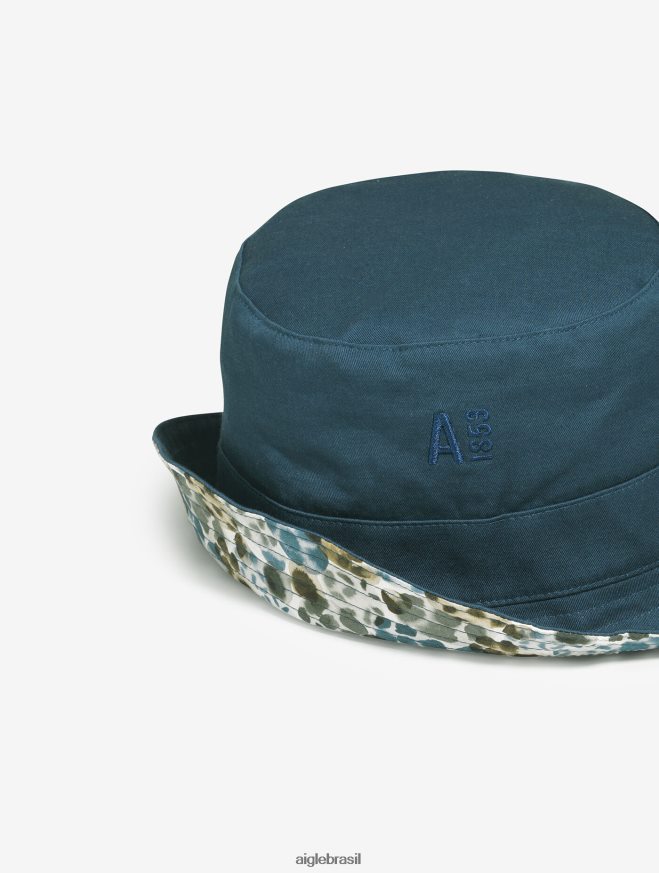 Aigle acessórios chapéu bucket reversível com acabamento tempestade azul pr mulheres RX2B88664