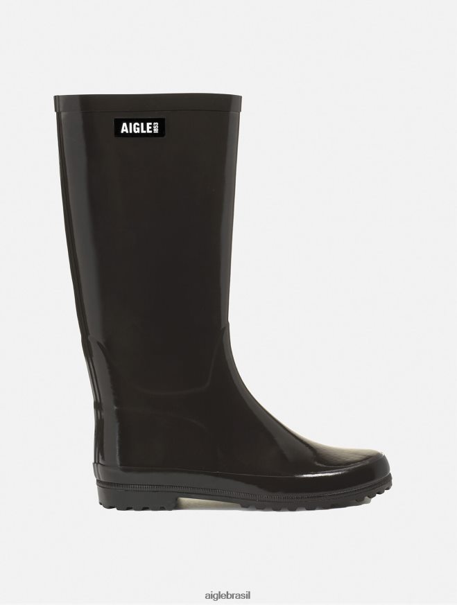 Aigle botas bota de chuva patenteada cacau mulheres RX2B88518