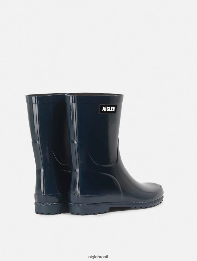 Aigle botas bota de chuva patenteada no tornozelo marinho mulheres RX2B88538