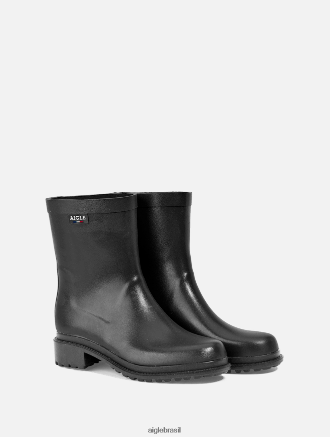 Aigle botas bota de chuva urbana feita na França preto mulheres RX2B88511
