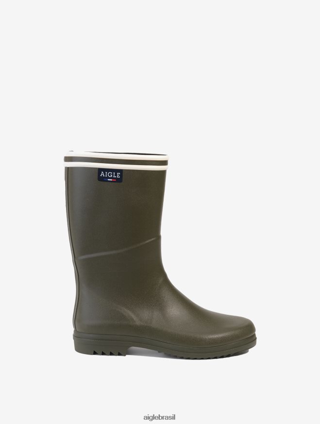 Aigle botas botas de chuva com sol entalhado fabricado na França caqui mulheres RX2B88661