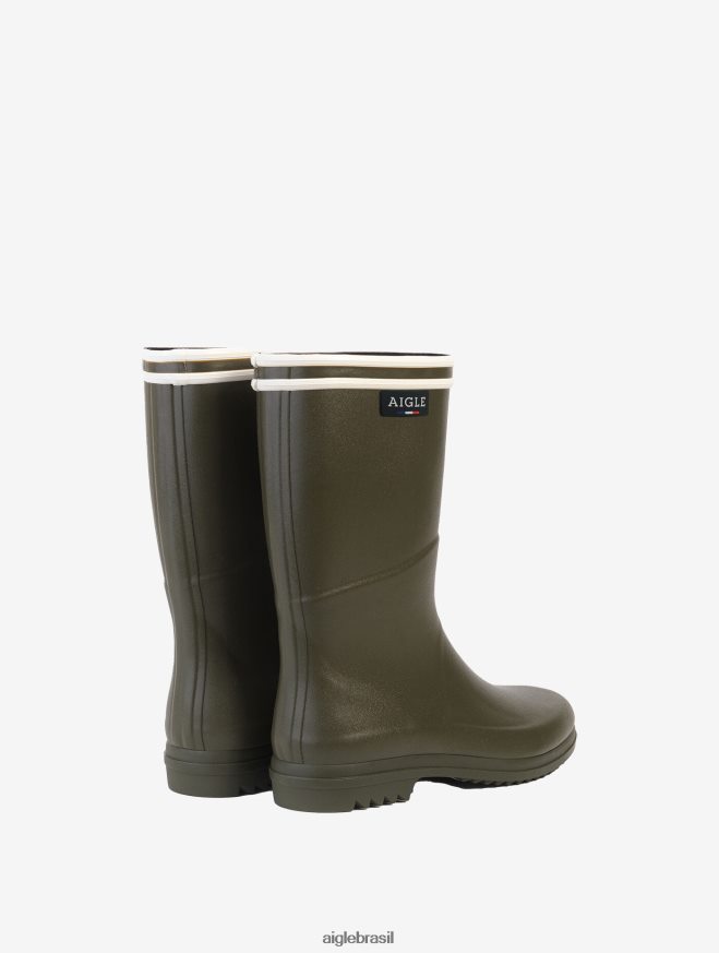 Aigle botas botas de chuva com sol entalhado fabricado na França caqui mulheres RX2B88661