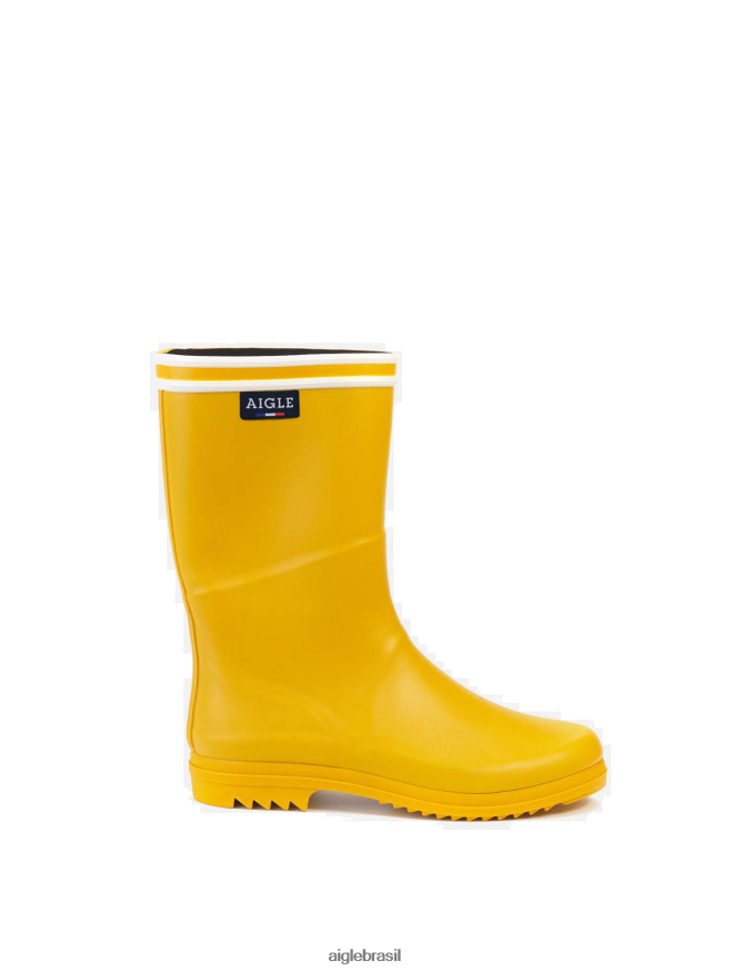 Aigle botas botas de chuva com sol entalhado fabricado na França limão mulheres RX2B88525