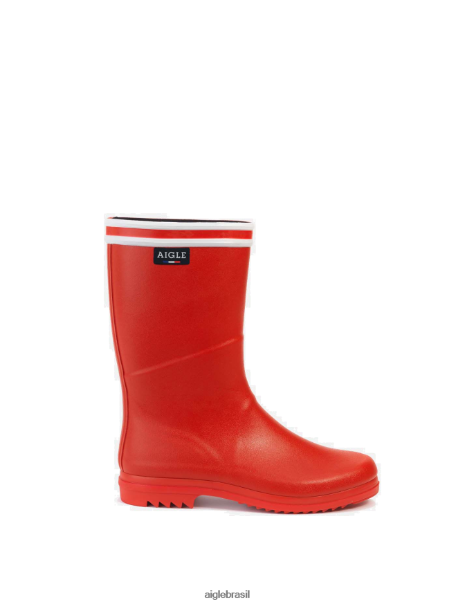 Aigle botas botas de chuva com sol entalhado fabricado na França rouge mulheres RX2B88520