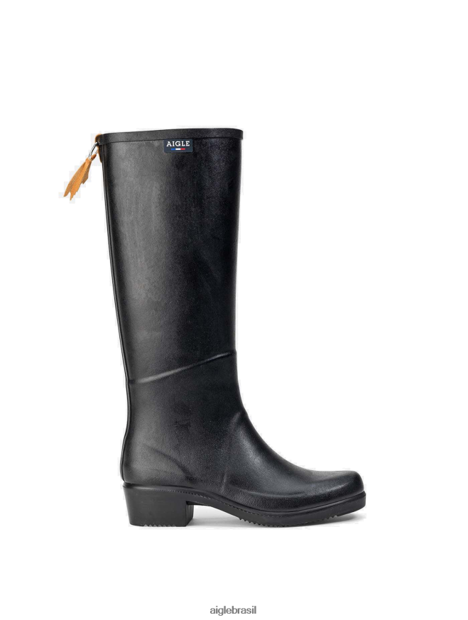 Aigle botas botas de chuva de salto alto feitas na França preto mulheres RX2B88702