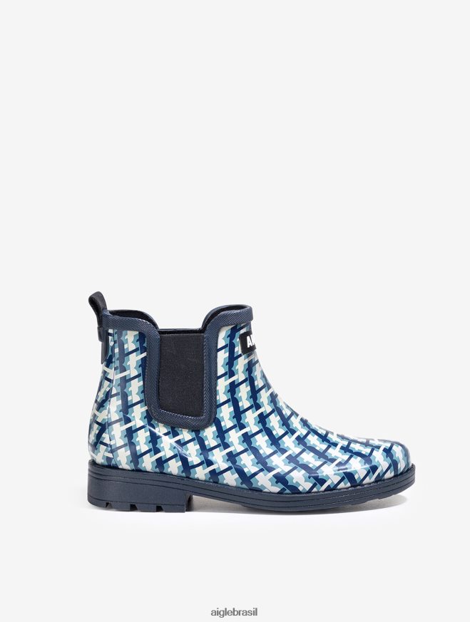 Aigle botas versão impressa da bota de chuva de inspiração equestre monograma mulheres RX2B88632
