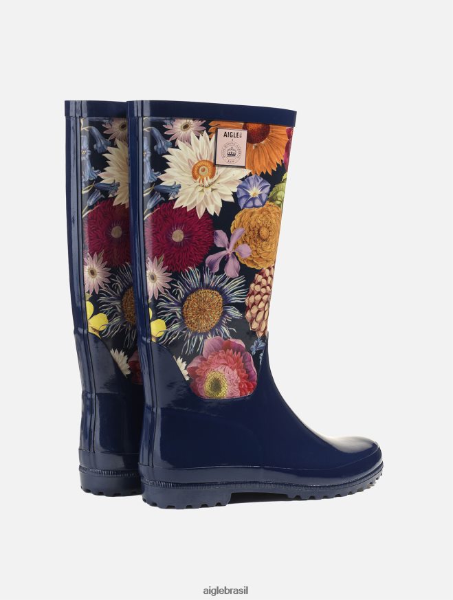 Aigle botas versão impressa das botas de chuva patenteadas kew multibloom mulheres RX2B88606